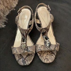 AK ANNE KLEIN snakeskin wedge sandals